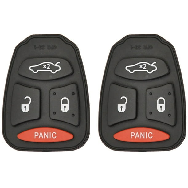 Remote Key Fob Rubber Pad 4 Buttons Compatible with Chrysler Dodge Jeep 2 Pack 